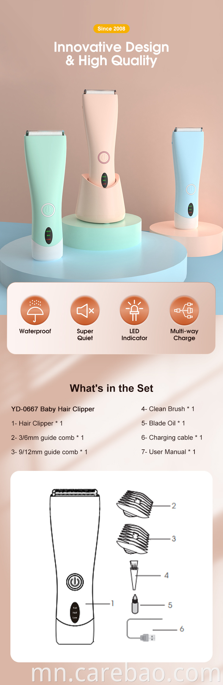 Protable Electric Baby Hair Clipper